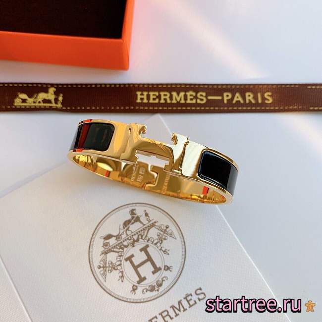 Hermes Bracelets Black and Gold - 1