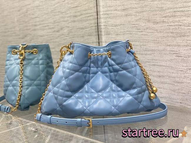 DIOR MEDIUM AMMI BAG Blue Supple Macrocannage Lambskin - 1