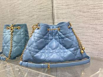 DIOR MEDIUM AMMI BAG Blue Supple Macrocannage Lambskin