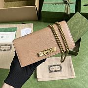 Gucci Chain Wallet With Interlocking G Python Bow Rose beige - 1