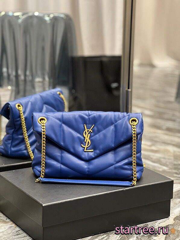 YSL| Loulou Puffer Small Bag In Quilted Lambskin Blue - 29x17x11cm - 1