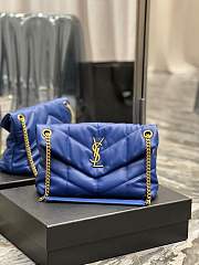 YSL| Loulou Puffer Small Bag In Quilted Lambskin Blue - 29x17x11cm - 1