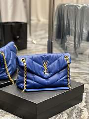 YSL| Loulou Puffer Small Bag In Quilted Lambskin Blue - 29x17x11cm - 2