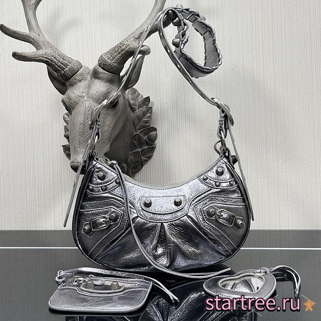 BALENCIAGA Le Cagole XS shoulder bag Silver-26×16×10cm - 1