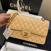 CHANEL Classic Double Flap Medium Shoulder Bag apricot Caviar - 1