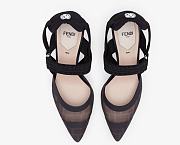 Fendi Black leather and mesh, high-heeled slingbacks - 1