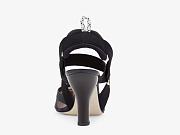 Fendi Black leather and mesh, high-heeled slingbacks - 4