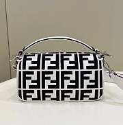 Fendi Baguette White and black canvas bag with FF embroidery - 2
