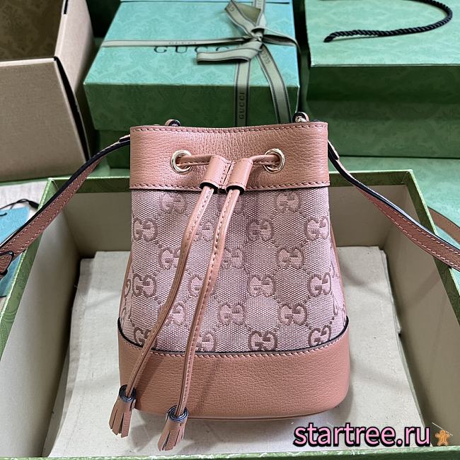 GUCCI OPHIDIA GG MINI BUCKET BAG PINK-15.5x 19x 9cm - 1