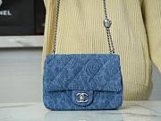 CHANEL Denim Quilted Camellia Mini Flap Bag - 1