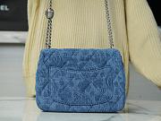 CHANEL Denim Quilted Camellia Mini Flap Bag - 4