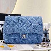 CHANEL Denim Quilted Camellia Medium Flap Bag - 2