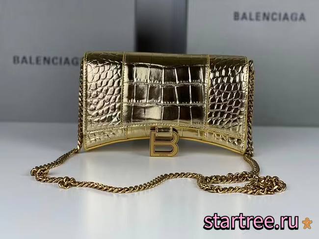 BALENCIAGA Hourglass Mini Crocodile-effect Leather Bag - 1