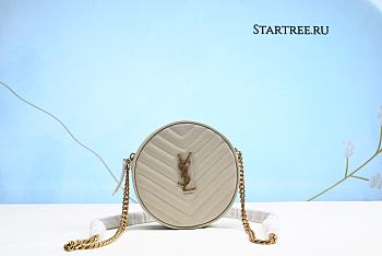 YSL Vinyle Round Camera Bag In White-17cm