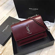 YSL Sunset Monogram Medium Shiny leather Burgundy Silver - 1