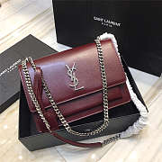 YSL Sunset Monogram Medium Shiny leather Burgundy Silver - 3