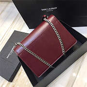 YSL Sunset Monogram Medium Shiny leather Burgundy Silver - 4