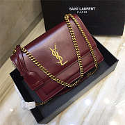 YSL Sunset Leather Crossbody Red Bag with Gold Hardware 22cm - 5