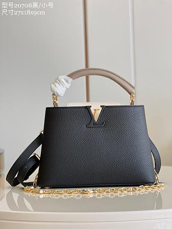 Louis Vuitton Galet Taurillon Leather and Python Capucines BB Bag Black-27cm