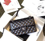 Chanel Double Flap Bag Lambskin Black with Silver Hardware 23cm - 1