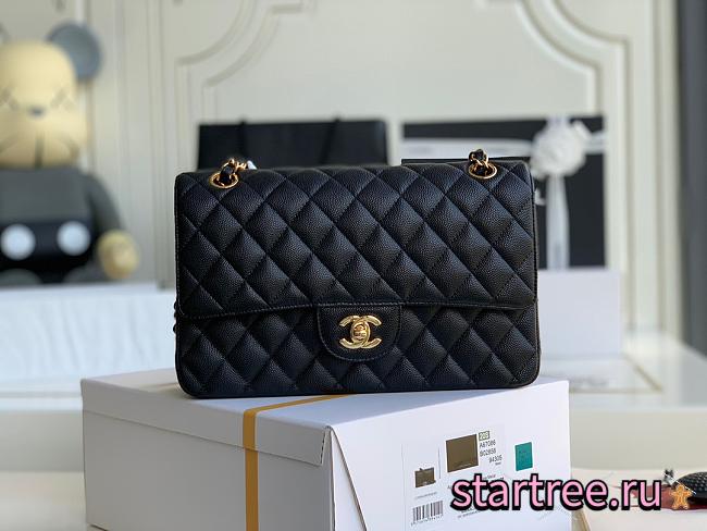 Chanel | Classic Flap Bag Golden Hardware Caviar A01113 Black 25cm - 1