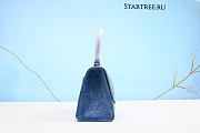 Balenciaga Hourglass Denim-Print Leather Bag - Light Blue 19x12x7.5cm - 6