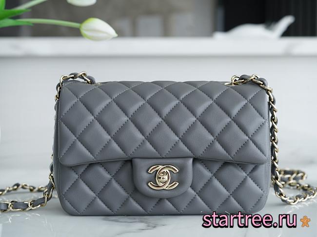 Chanel Flap Bag Lambskin Gray with Silver Hardware 20CM - 1