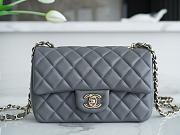 Chanel Flap Bag Lambskin Gray with Silver Hardware 20CM - 1