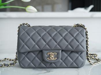 Chanel Flap Bag Lambskin Gray with Silver Hardware 20CM