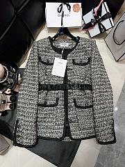 Chanel Tweed Black Long Jacket With belt - 3