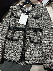 Chanel Tweed Black Long Jacket With belt - 4