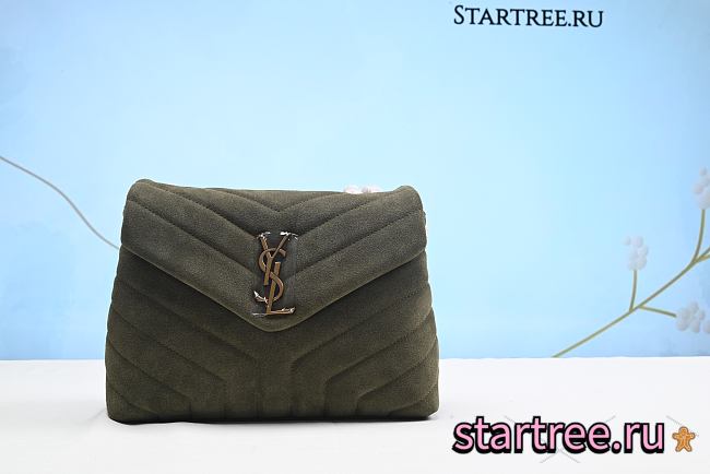 YSL Small SuedeLoulou Bag Green 23CM - 1