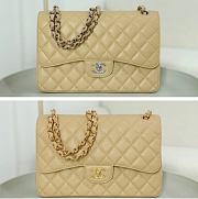 Chanel Caviar Leather Jumbo Flap Bag Gold/Silver Beige Large 30cm - 1