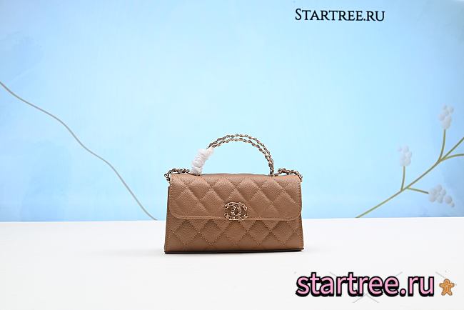 Chanel Mini Kelly Caviar Leather in Caramel -10*18*4.5cm - 1