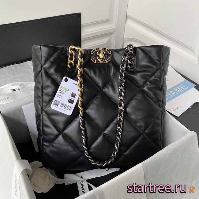 CHANEL Chanel Black Quilted Leather 19 Shopper Tote - 1