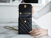 CHANEL Lambskin Quilted Flap Phone Holder With Chain Black - 4