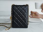 CHANEL Lambskin Quilted Flap Phone Holder With Chain Black - 3