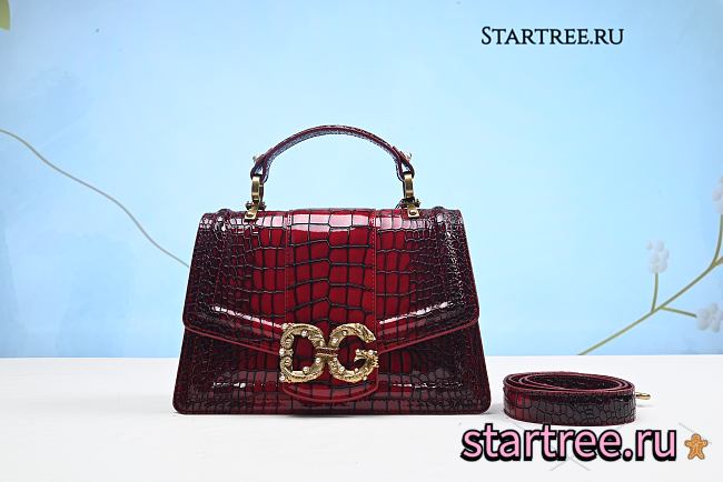 Dolce Gabbana DG Amore Bag In Crocodile Leather Red BB6675   - 1