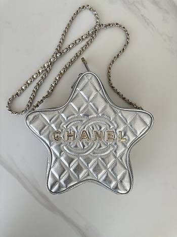Chanel Star-Shaped Silver Lamskin Bag