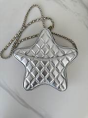 Chanel Star-Shaped Silver Lamskin Bag - 2