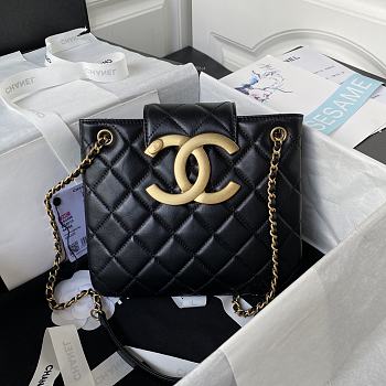 Chanel 24C Big CC Lamskin Black Bag AS4596