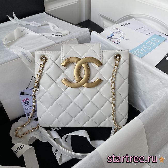 Chanel 24C Big CC Lamskin White Bag AS4596 - 1