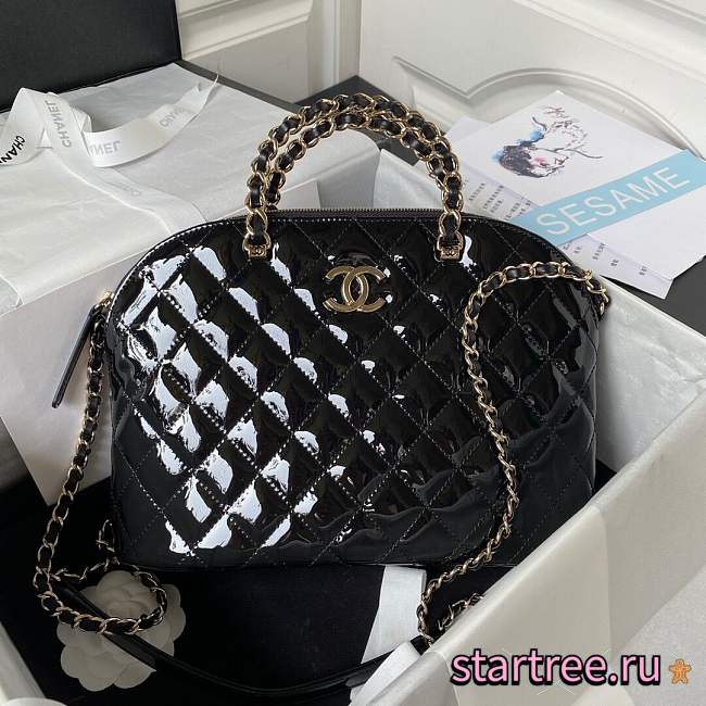 Chanel 23s Shopping Bag Patent Gold Metal Black-20.5 × 28.5 × 7 cm - 1