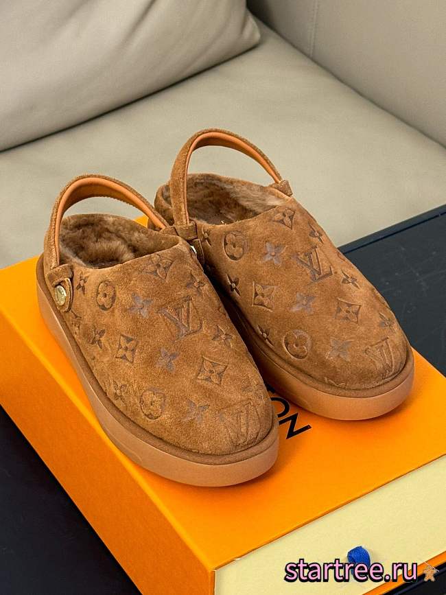 Louis Vuitton Aspen Platform Clog Cognac Slipper - 1