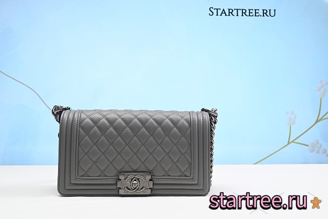 Chanel Boy Flap Caviar Grey Medium Bag-25cm - 1