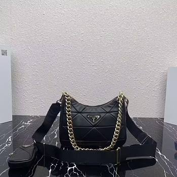 Prada Padded Calfskin Shoulder Bag in Black - 1BC151 - 24x17x7cm