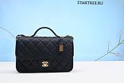 CHANEL Caviar Quilted School Memory Small Top Handle Flap Black - 1