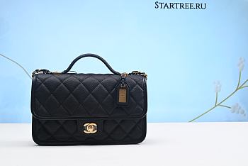 CHANEL Caviar Quilted School Memory Small Top Handle Flap Black