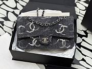 Chanel Classic Handbag Embroidered Denim Black - 1