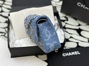 Chanel Classic Handbag Embroidered Denim Blue - 4